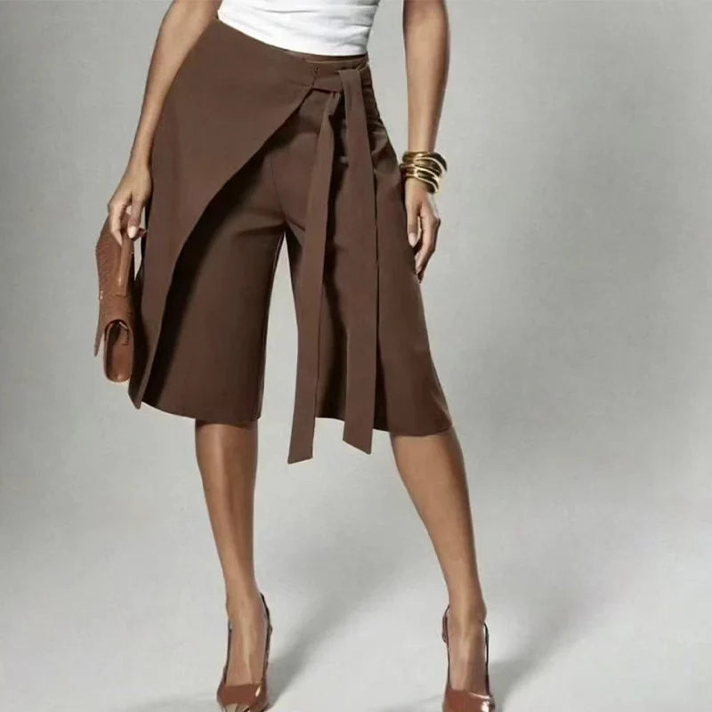 Women's Tie-Waist Wrap Culotte Pants