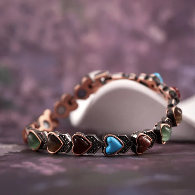 Copper-Tone Link Bracelet with Decorative Inlays