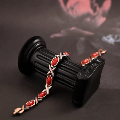 Copper-Tone Link Bracelet with Decorative Inlays
