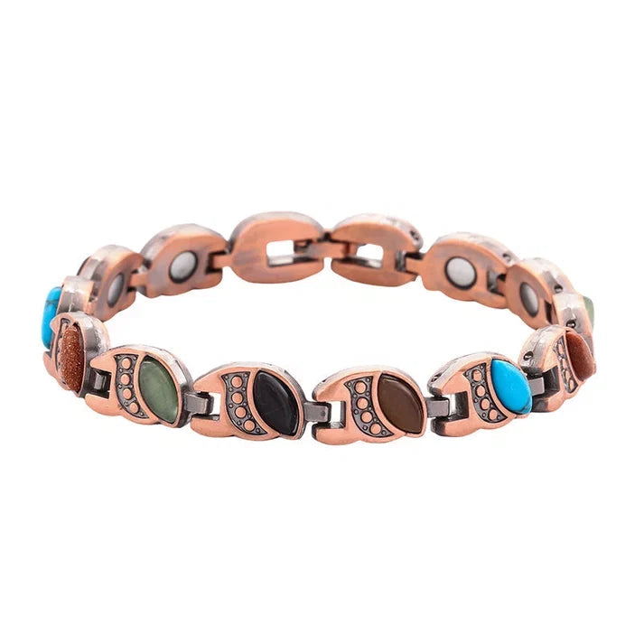 Copper-Tone Link Bracelet with Decorative Inlays