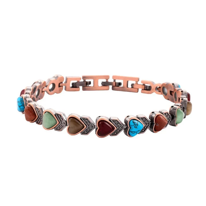 Copper-Tone Link Bracelet with Decorative Inlays