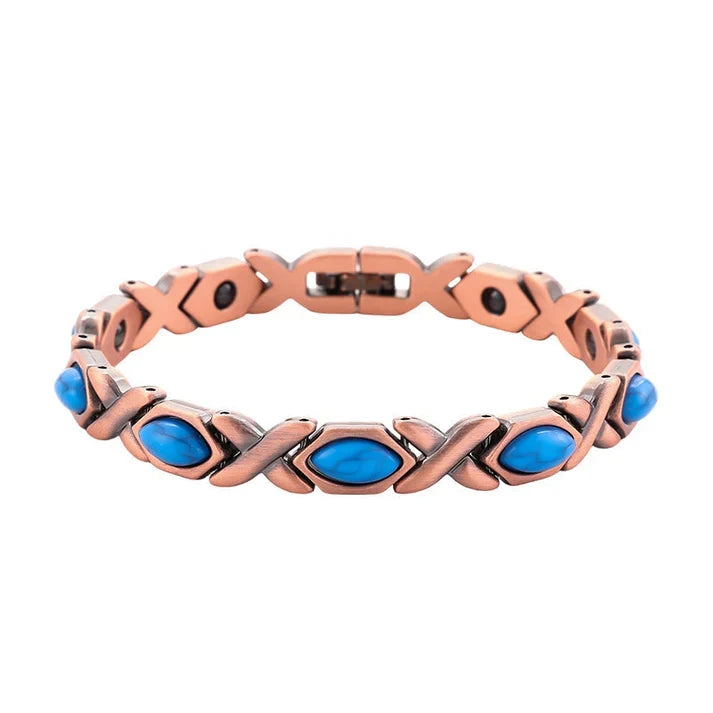 Copper-Tone Link Bracelet with Decorative Inlays