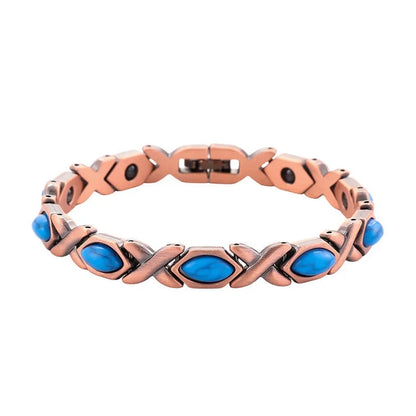 Copper-Tone Link Bracelet with Decorative Inlays