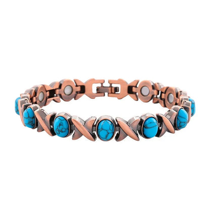 Copper-Tone Link Bracelet with Decorative Inlays