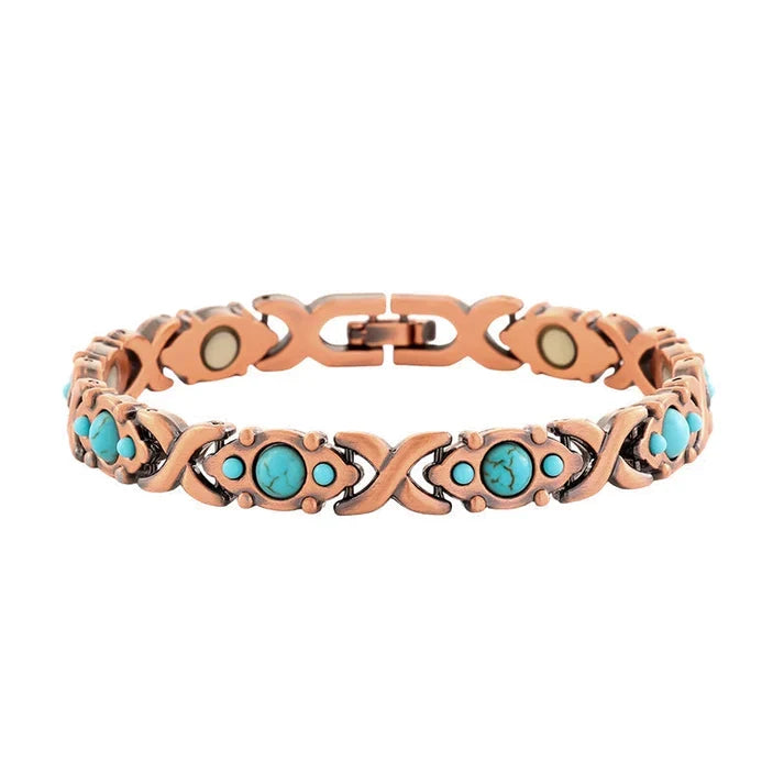Copper-Tone Link Bracelet with Decorative Inlays