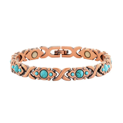 Copper-Tone Link Bracelet with Decorative Inlays