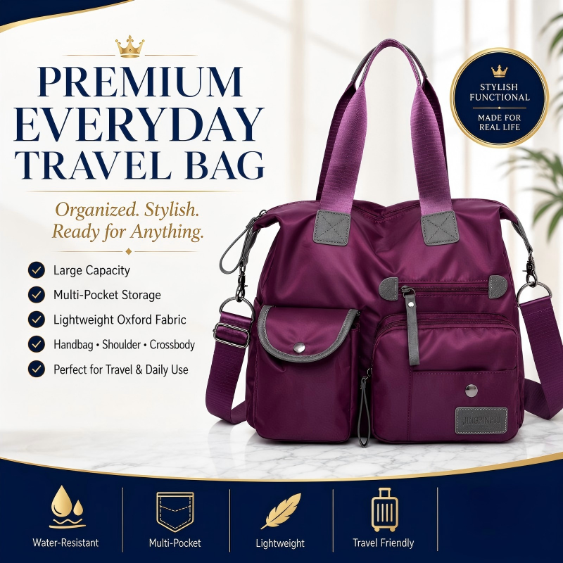 Waterproof Tote Bag – 3-Way Carry & Spacious Organization