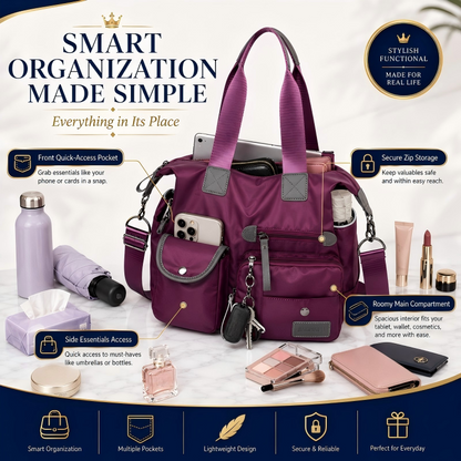Waterproof Tote Bag – 3-Way Carry & Spacious Organization