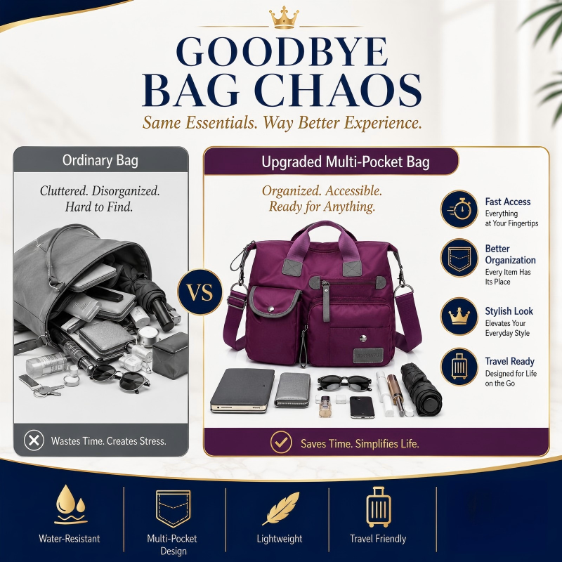 Waterproof Tote Bag – 3-Way Carry & Spacious Organization