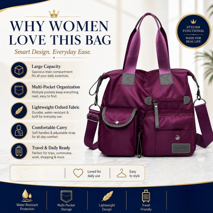 Waterproof Tote Bag – 3-Way Carry & Spacious Organization