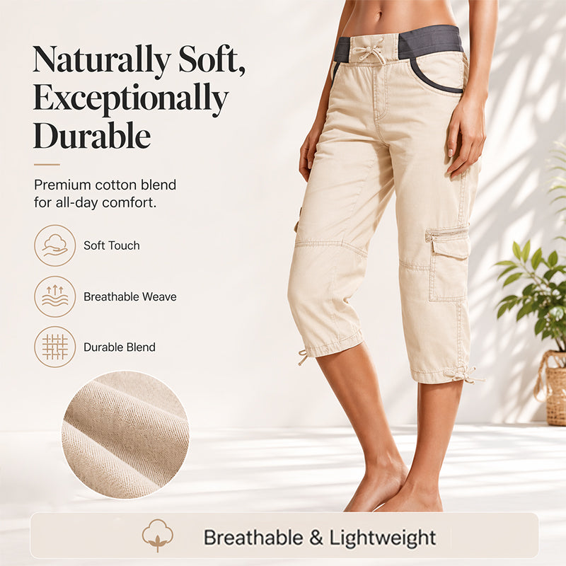 Women's High-Waist Cargo Capri Pants
