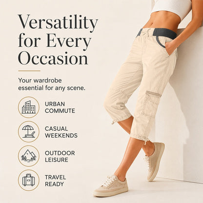 Women's High-Waist Cargo Capri Pants
