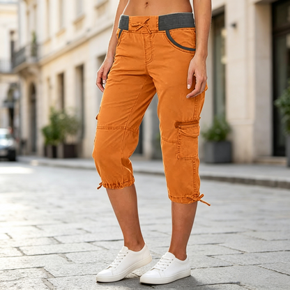 Women's High-Waist Cargo Capri Pants
