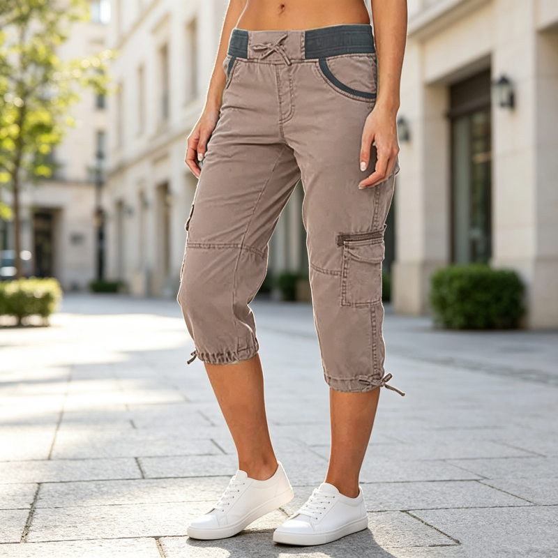 Women's High-Waist Cargo Capri Pants