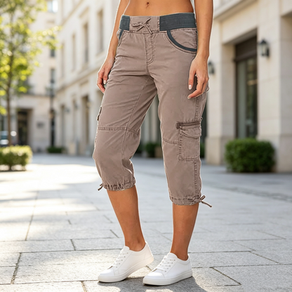 Women's High-Waist Cargo Capri Pants