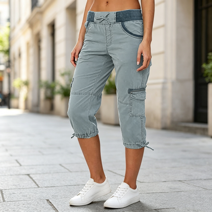 Women's High-Waist Cargo Capri Pants
