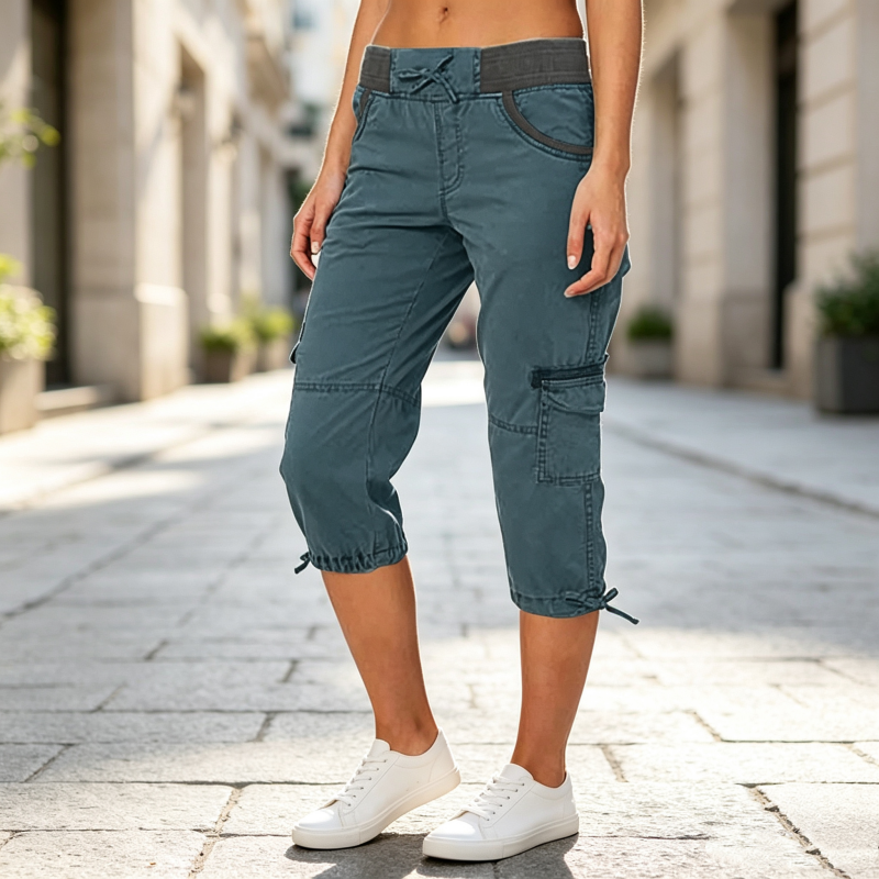 Women's High-Waist Cargo Capri Pants