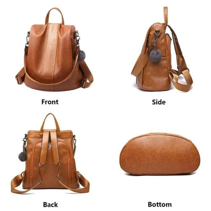 2-in-1 Anti-Theft Leather Women’s Backpack – Convertible Women’s Handbag